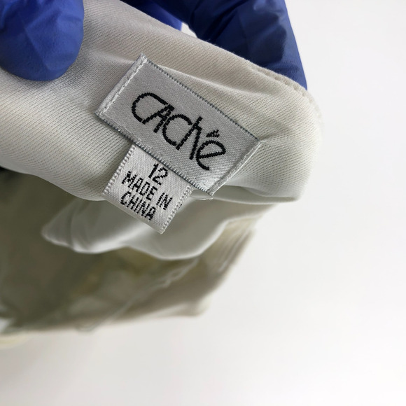 Cache 12 Bandage Women's Polyester Stretch Knee Dress Ivory Black PLS READ - Picture 14 of 16